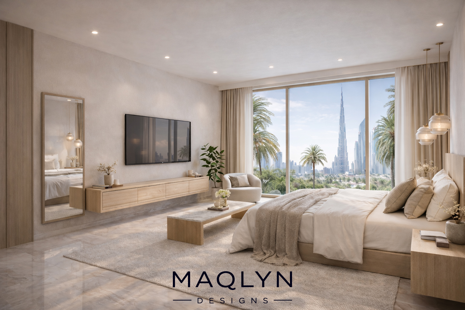 Modern minimal bedroom Dubai